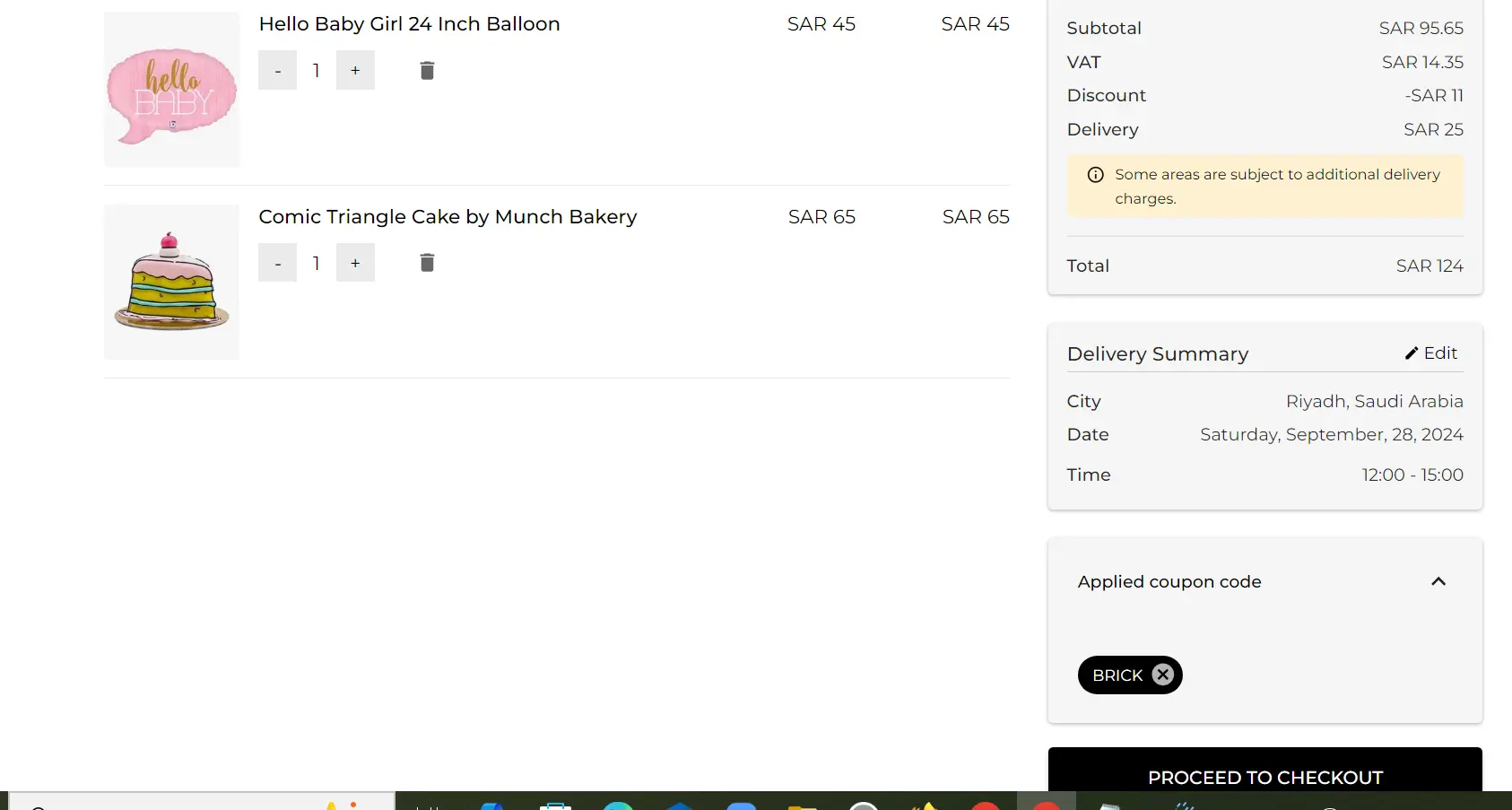 Coupon verification screenshot on Joi Gifts