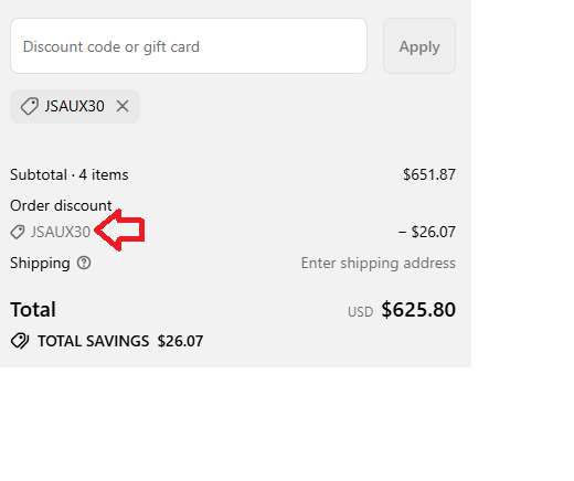 Coupon verification screenshot on JSAUX