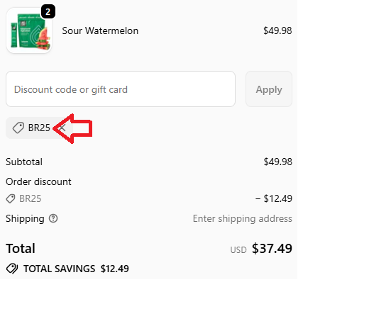 Screenshot of tested coupon for Just Live