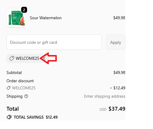 Screenshot of tested coupon for Just Live
