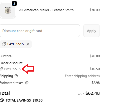 Coupon verification screenshot on Keyway Designs
