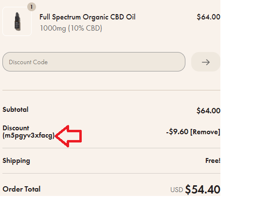 Coupon verification screenshot on Kiara Naturals