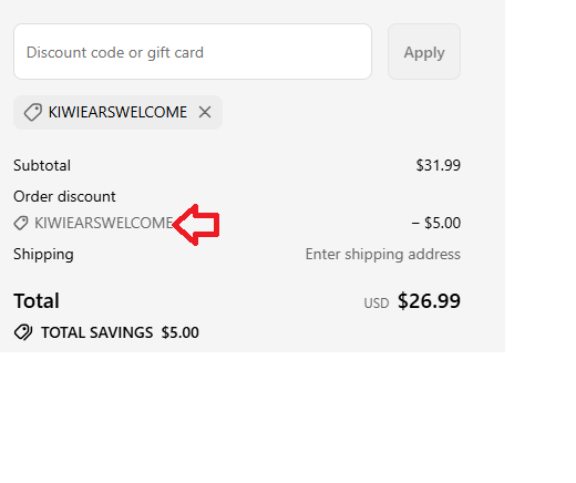 Coupon verification screenshot on Kiwi Ears