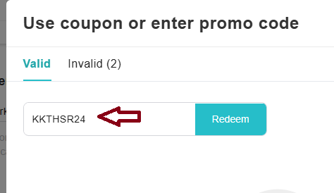 Coupon verification screenshot on KKDay