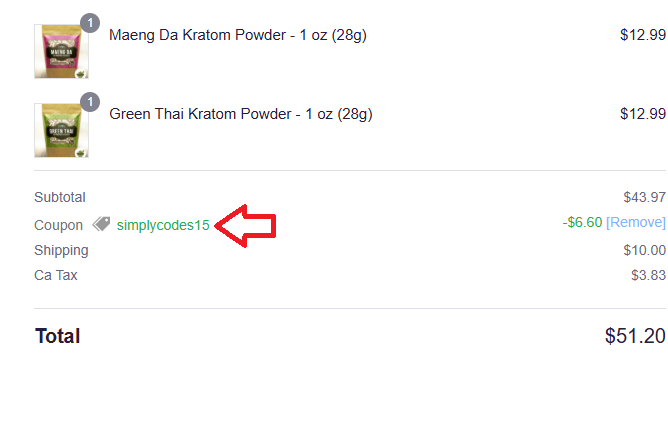 Coupon verification screenshot on Kratora