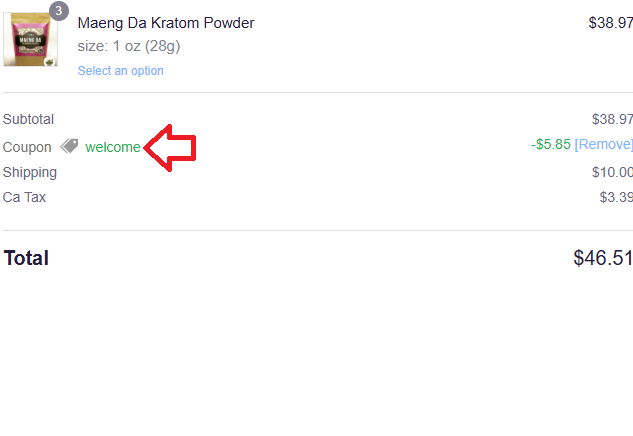 Coupon verification screenshot on Kratora