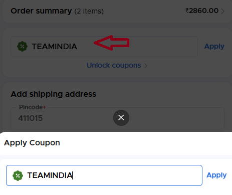 Coupon verification screenshot on Krishival