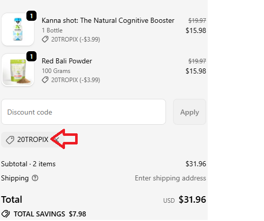 Coupon verification screenshot on K Tropix