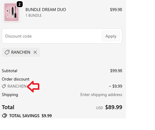 Coupon verification screenshot on Lash By Maya