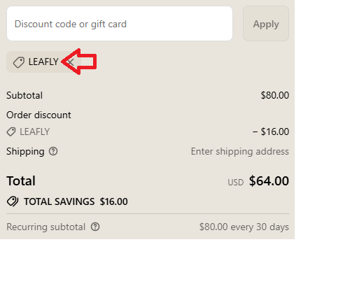 Coupon verification screenshot on Leafly
