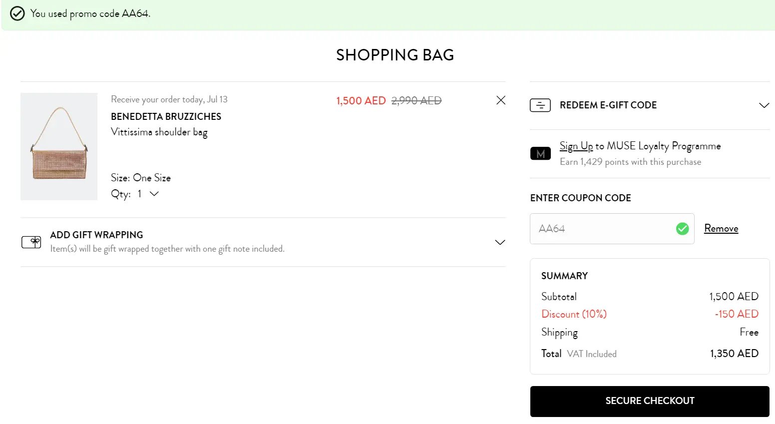 Coupon verification screenshot on Level Shoes