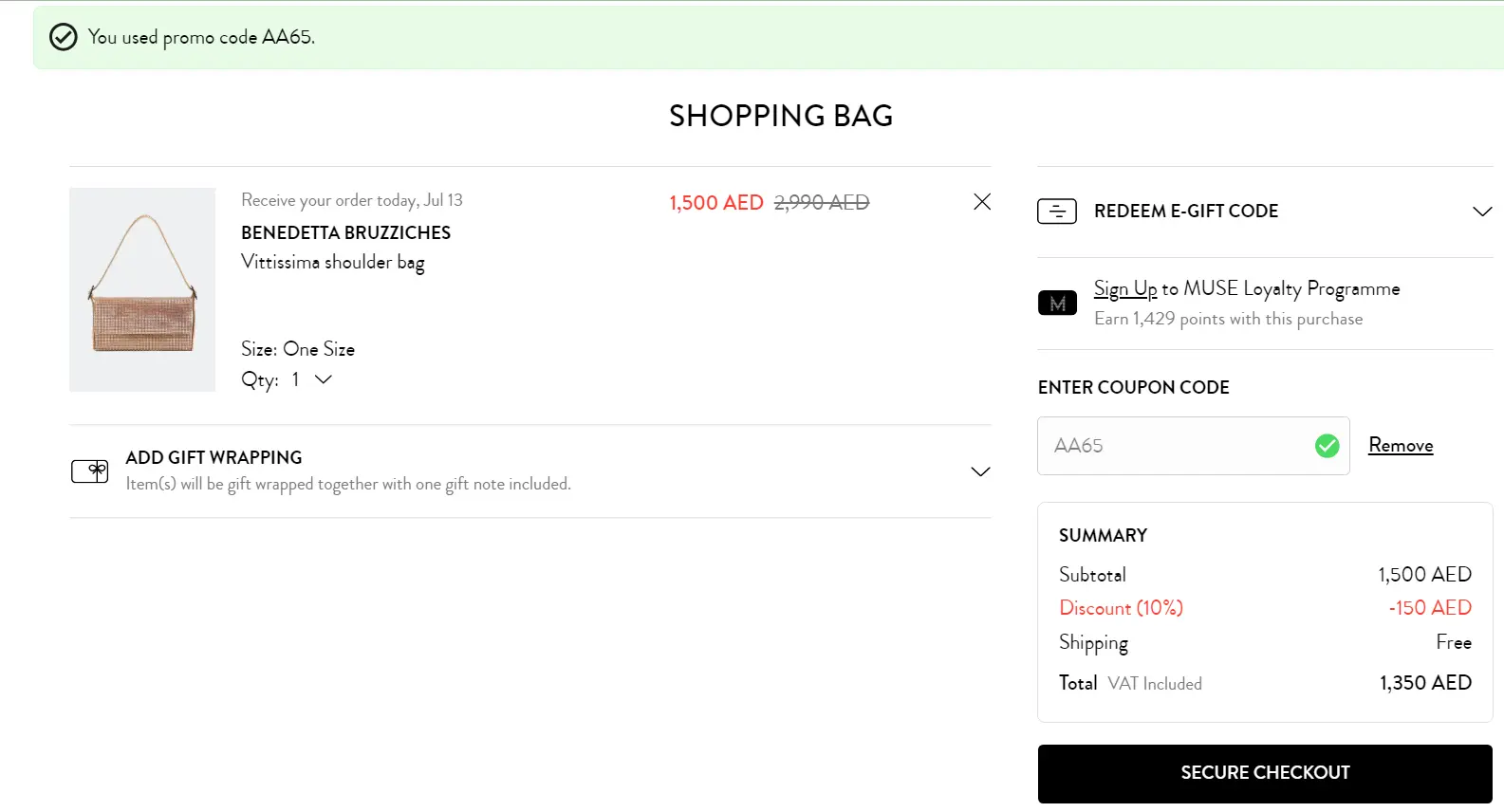 Coupon verification screenshot on Level Shoes