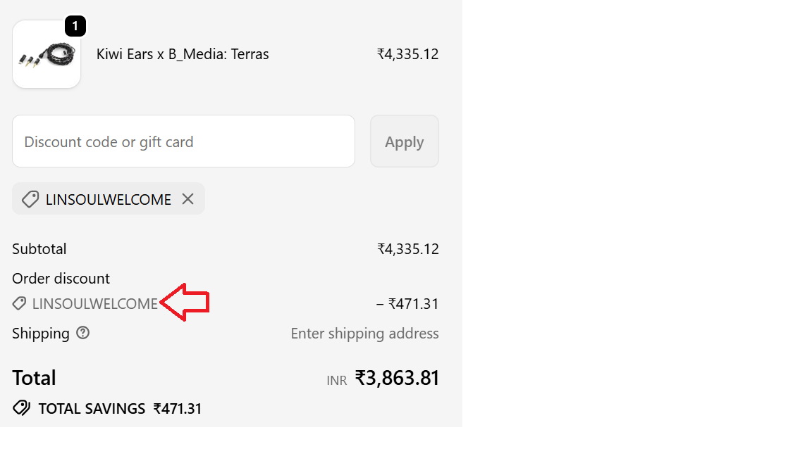 Coupon verification screenshot on Linsoul