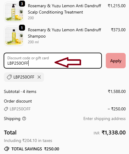 Coupon verification screenshot on Love Beauty Planet