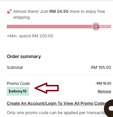 Screenshot of tested coupon for Love Bonito