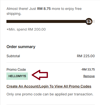 Screenshot of tested coupon for Love Bonito