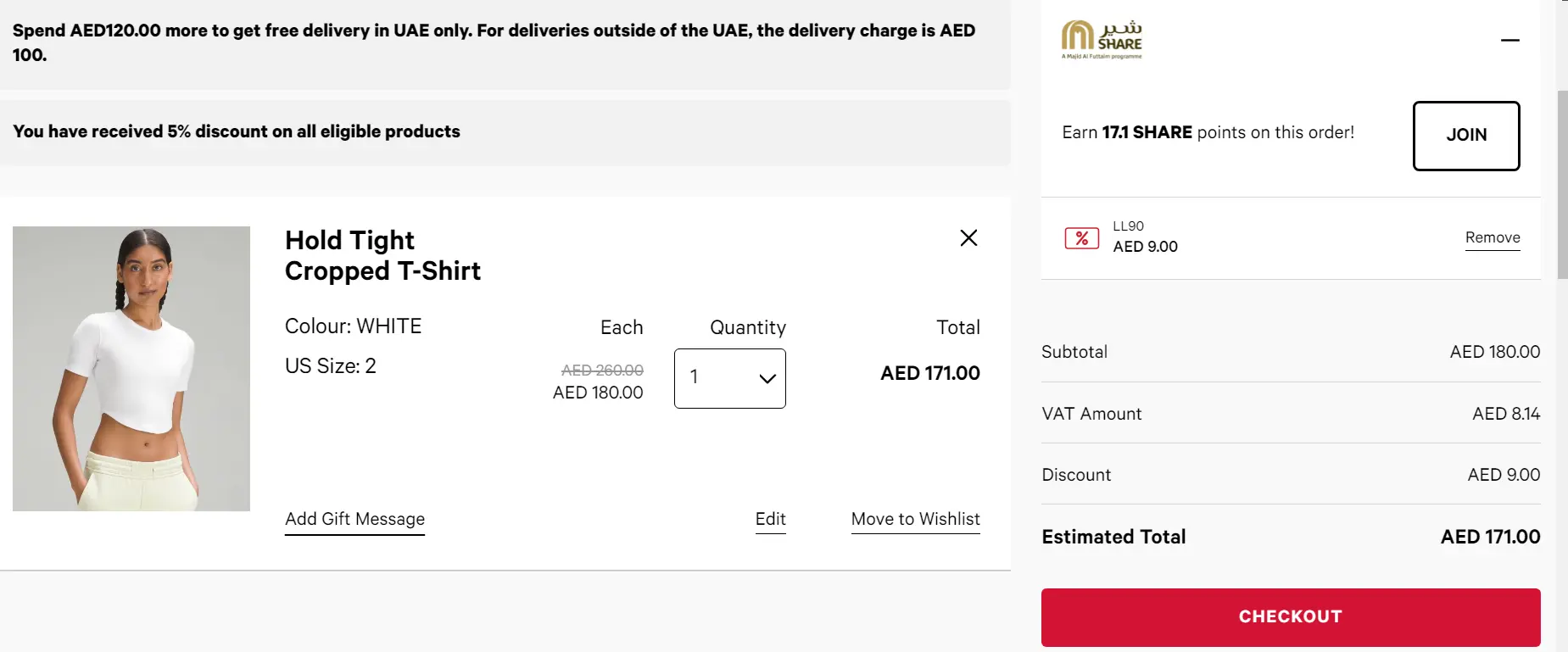 Coupon verification screenshot on Lululemon