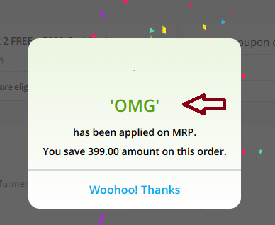 Screenshot of tested coupon for Mamaearth