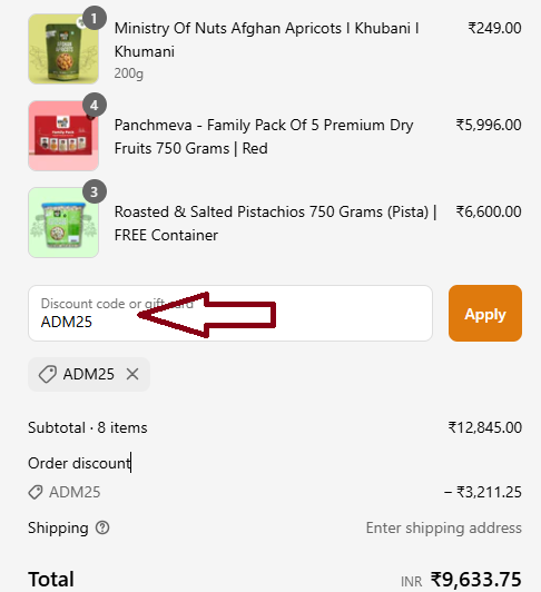 Coupon verification screenshot on Ministry Of Nuts