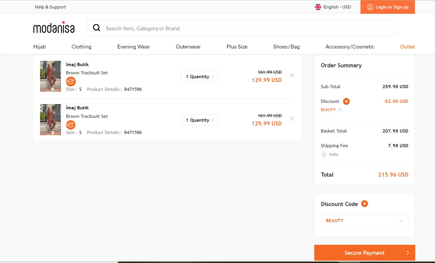 Coupon verification screenshot on Modanisa