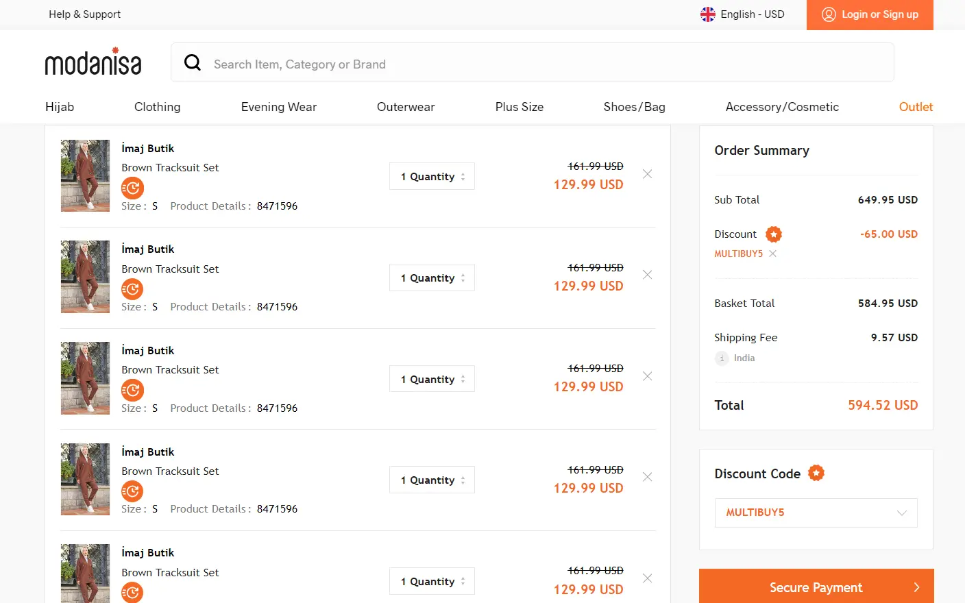 Coupon verification screenshot on Modanisa