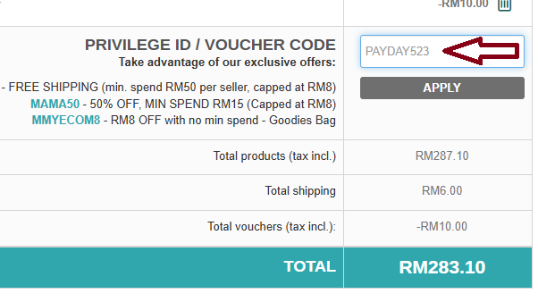 Coupon verification screenshot on Motherhood