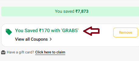 Coupon verification screenshot on MuscleBlaze