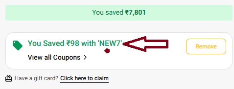 Coupon verification screenshot on MuscleBlaze