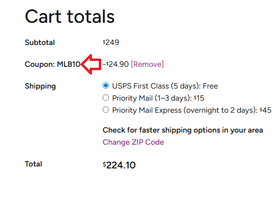 Coupon verification screenshot on MyLab Box