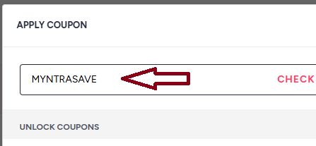 Coupon verification screenshot on Myntra