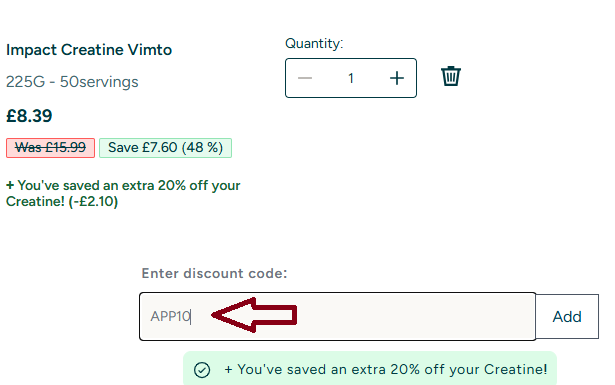 Coupon verification screenshot on MyProtein