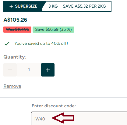 Coupon verification screenshot on Myprotein