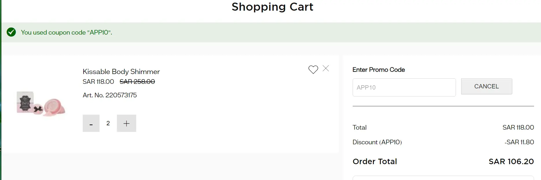 Coupon verification screenshot on Nayomi
