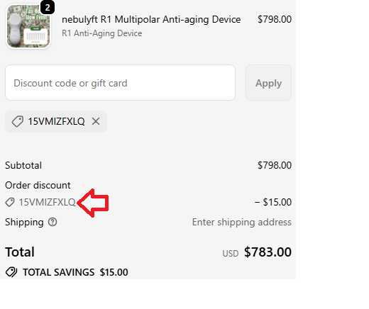 Coupon verification screenshot on Nebulyft