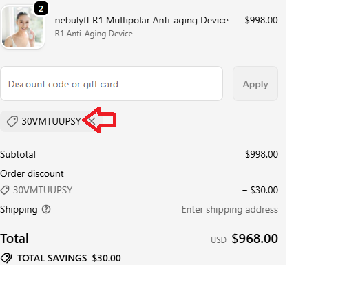 Coupon verification screenshot on Nebulyft