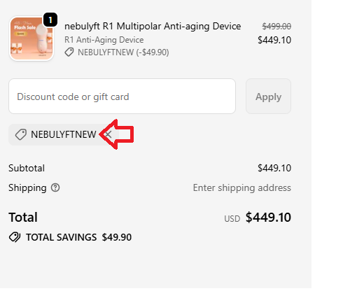 Coupon verification screenshot on Nebulyft