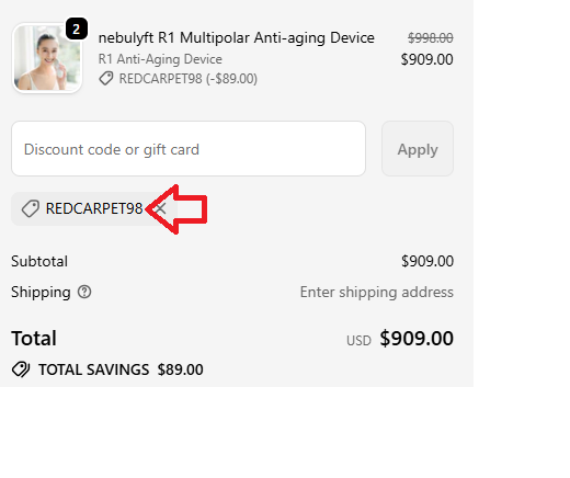 Coupon verification screenshot on Nebulyft