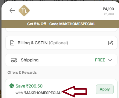 Coupon verification screenshot on Nestasia