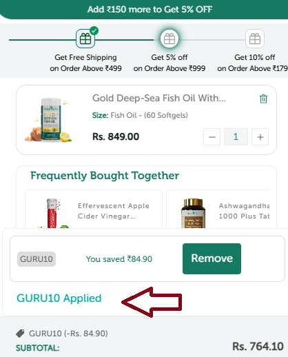 Coupon verification screenshot on Neuherbs
