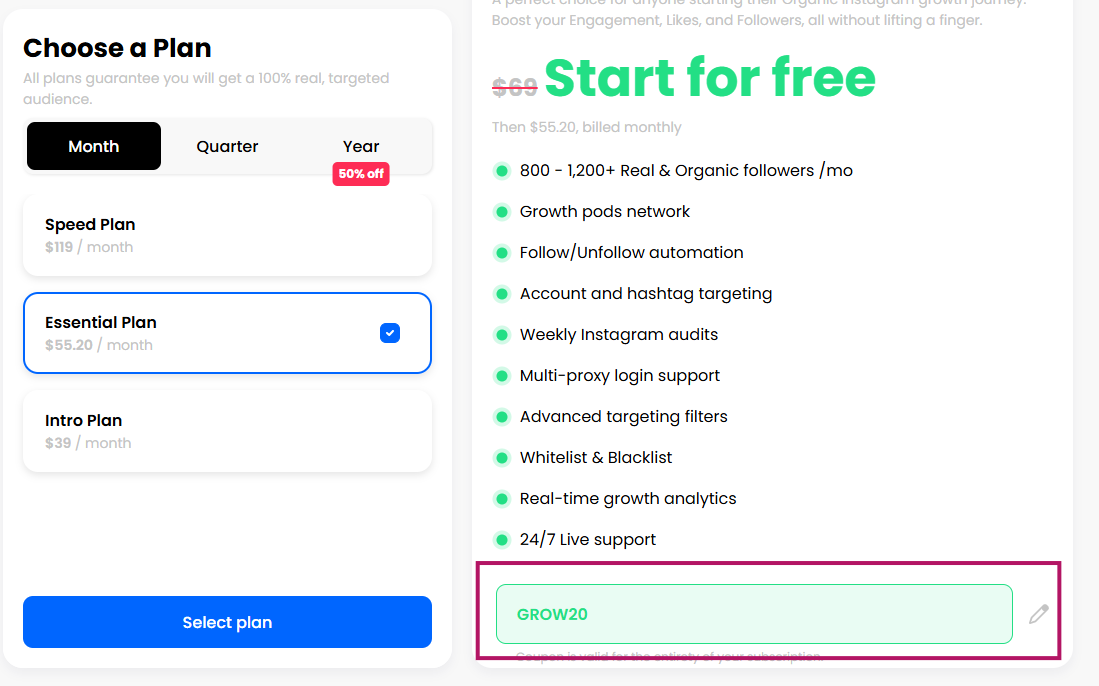 Coupon verification screenshot on Nitreo