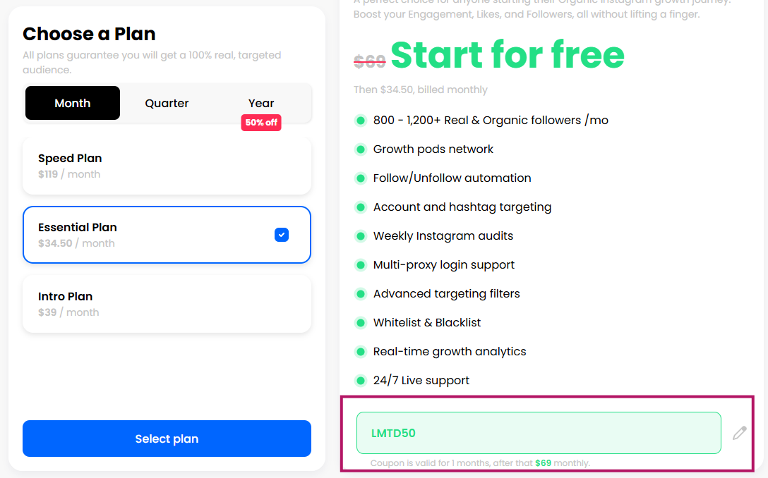 Coupon verification screenshot on Nitreo