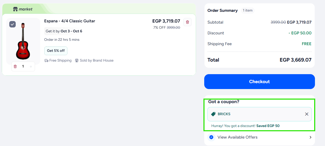 Coupon verification screenshot on Noon