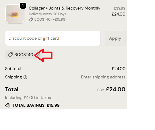 Coupon verification screenshot on Nourished