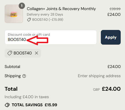 Coupon verification screenshot on Nourished