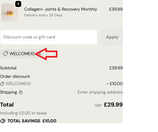 Coupon verification screenshot on Nourished