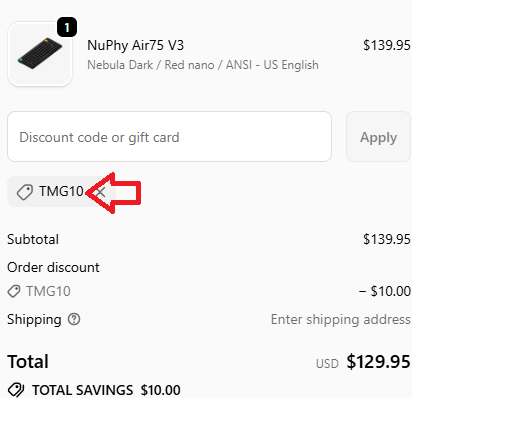 Coupon verification screenshot on NuPhy