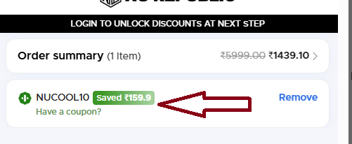 Coupon verification screenshot on Nu Republic
