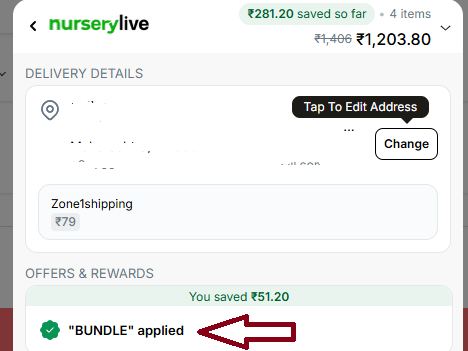 Coupon verification screenshot on Nursery Live