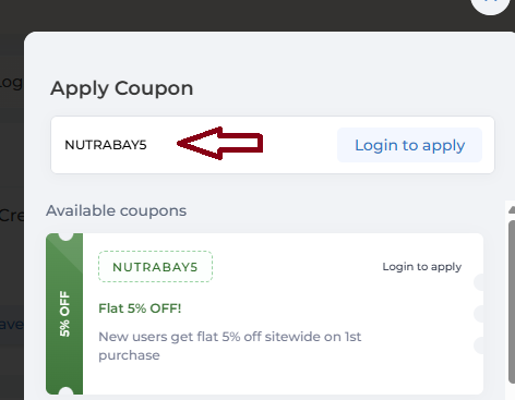 Coupon verification screenshot on Nutrabay