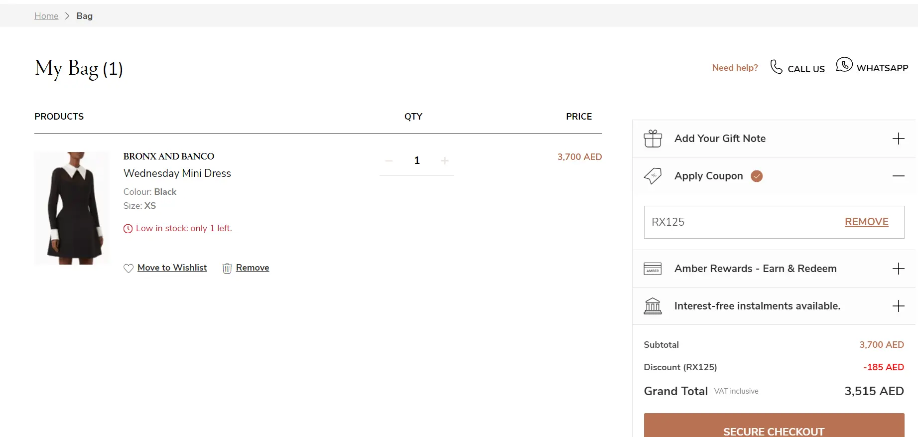 Coupon verification screenshot on Ounass